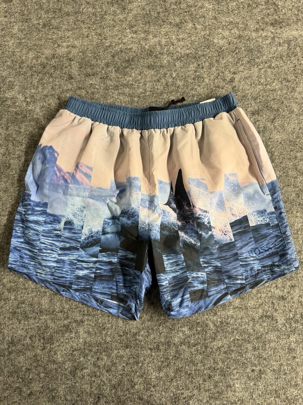 Hugo Boss Swim Shorts Trunks Men Medium Lined Swimwear Defect Drawstring N71